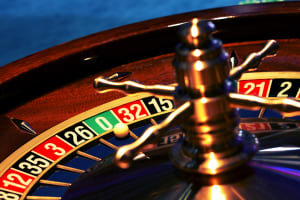 A roulette wheel for casino theming