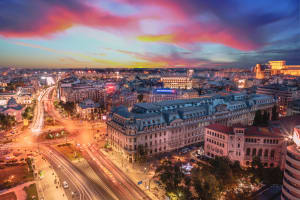An image of Bucharest city at nigh
