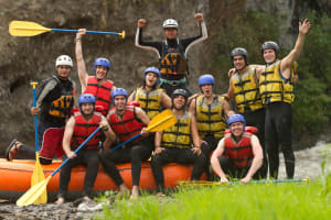 A stag group doing white water rafting
