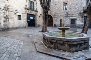 *EDITORIAL USE* street view, square Sant Felip Neri in gothic quarter of Barcelona