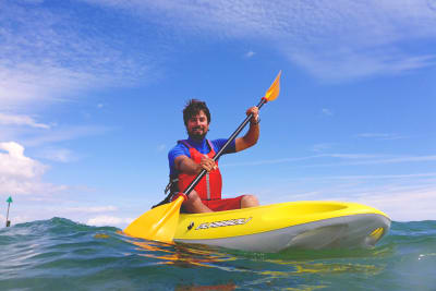 A man kayaking in Bournemouth