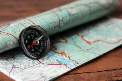 Map and compass for orienteering activity
