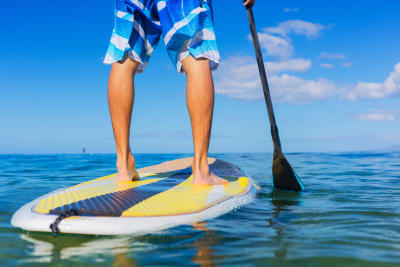 A man on a paddle board